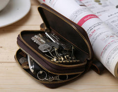 Handmade Leather Mens Cool Key Wallet Car Key Holder Case Slim Card Coin Wallet for Men - imessengerbags