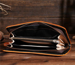 Handmade Leather Mens Clutch Wallet Cool Leather Wallet Long Phone Wallets for Men - imessengerbags