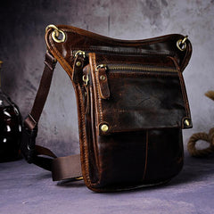 Mens Leather Biker Drop Leg Bag Waist Bag Belt Pouch Pack Side Bag for Men