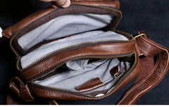 Genuine Leather Mens Cool Messenger Bag Square Bag Chest Bag Bike Bag Cycling Bag for men - imessengerbags