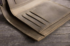 Handmade Leather Mens Cool Slim Leather Wallet Men Small Wallets Bifold for Men - imessengerbags