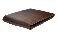 Handmade Leather Mens Cool Slim Leather Wallet Card Wallet Holders Men Small Wallets Bifold for Men - imessengerbags