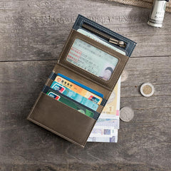 Handmade Leather Mens Cool Slim Leather Wallet Men Small Wallets Bifold for Men - imessengerbags