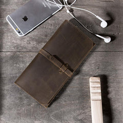 Handmade Leather Mens Clutch Wallet Cool Leather Wallet Long Phone Wallets for Men - imessengerbags