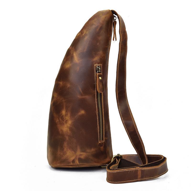 Cool Leather Sling Bag for Men Vintage Chest Bag Crossbody Sling Bags For Men - imessengerbags