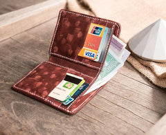 Handmade Leather Mens Cool Slim Leather Wallet Men Small Wallets Bifold for Men - imessengerbags