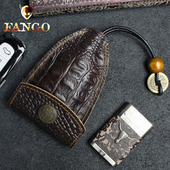 Handmade Leather Floral Mens Cool Car Key Wallet Coin Wallet Pouch Car KeyChain for Men - imessengerbags