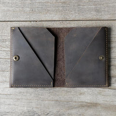 Handmade Leather Mens Cool Slim Leather Wallet Men Small Wallets Bifold for Men - imessengerbags