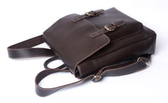 Genuine Leather Mens Cool Backpack Sling Bag Large Black Travel Bag Hiking Bag for men - imessengerbags
