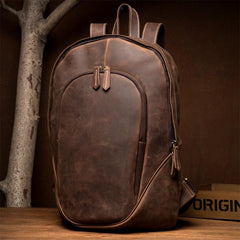 Brown Casual Mens Leather 15-inch Large Laptop Backpacks Brown Travel Backpacks School Backpacks for men - imessengerbags