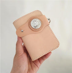 Handmade Mens Leather Small Biker Chain Wallets Cool billfold Biker Wallets with Chain - imessengerbags