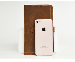 Handmade Leather Mens Travel Wallet Passport Leather Wallet Short Slim Wallets for Men