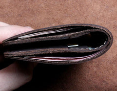 Handmade Leather Mens Cool Slim Leather Wallet Men Small Wallets Bifold for Men - imessengerbags