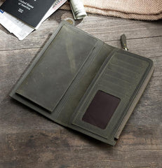 Handmade Leather Mens Clutch Wallet Cool Leather Wallet Long Phone Wallets for Men - imessengerbags