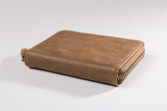 Handmade Leather Mens Cool Slim Leather Zipper Wallet Men Small Wallets Bifold for Men - imessengerbags