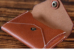Handmade Mens Cool Short Leather Wallet Men Small Card Slim Wallets Bifold for Men