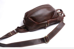 Handmade Leather Mens Cool Chest Bag Sling Bag Crossbody Bag Travel Bag Hiking Bag for men