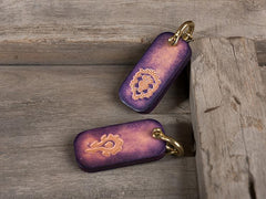 Handmade Leather Mens World of Warcraft Cool Keychain KeyCharm Keyring Pendant for Men - imessengerbags