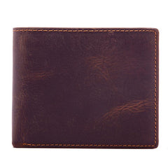 Handmade Leather Mens Cool Slim Leather Wallet Card Wallet Holders Men Small Wallets Bifold for Men - imessengerbags