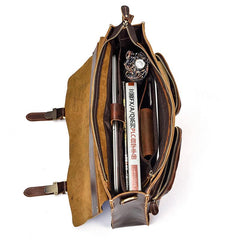 VINTAGE LEATHER MENS Large BRIEFCASEs BUSINESS BRIEFCASE Cool SHOULDER BAG HANDBAGS FOR MEN - imessengerbags
