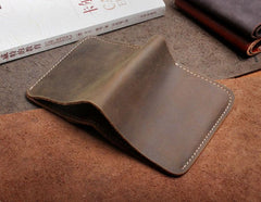 Handmade Leather Mens Cool Slim Leather Wallet Men Small Wallets Bifold for Men - imessengerbags