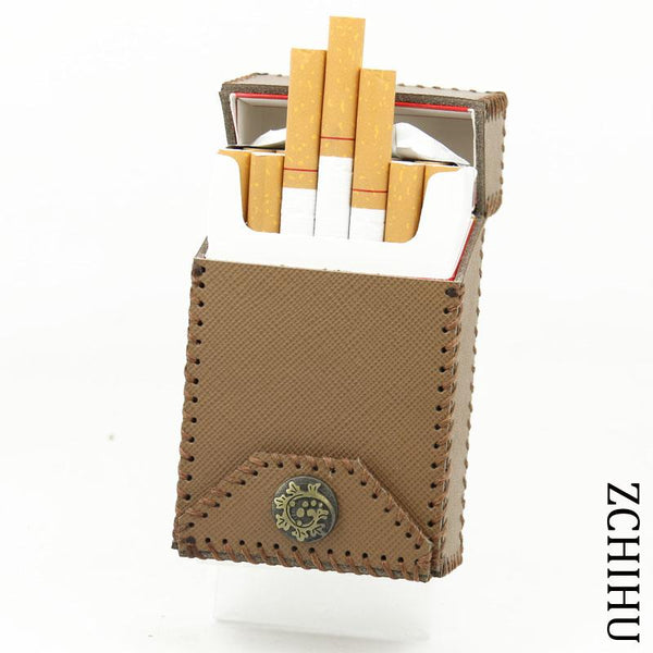 Handmade Cool Leather Mens Khaki Cigarette Holder Case Cigarette Holder for Men