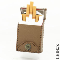 Handmade Cool Leather Mens Khaki Cigarette Holder Case Cigarette Holder for Men