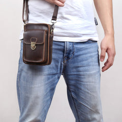 Leather Belt Pouch Mens Small Cases Waist Bag Hip Pack Belt Bag Fanny Pack Bumbag for Men - imessengerbags