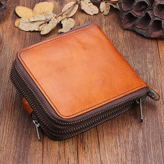 Handmade Mens Cool billfold Leather Wallet Men Small Wallets Bifold for Men - imessengerbags