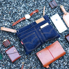 Cool Blue Jean Mens Clutch Bag Wristlet Bag Wallet Zipper Clutch Wallet For Men