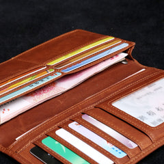 Genuine Leather Mens Cool Long Leather Wallet Zipper Clutch Wristlet Wallet for Men - imessengerbags