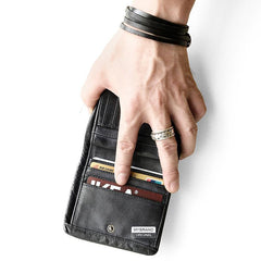 Genuine Leather Mens Cool billfold Leather Wallet Men Small Wallets Bifold for Men - imessengerbags