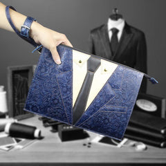 Handmade Leather Floral Tooled Mens Clutch Cool Slim Wallet Zipper Clutch Wristlet Wallet for Men - imessengerbags