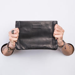 Genuine Leather Mens Clutch Cool Slim Wallet Zipper Clutch Wristlet Wallet for Men