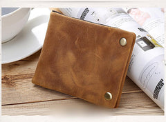 Handmade Leather Mens Cool Slim Leather Wallet Card Wallet Men Small Wallets Bifold for Men - imessengerbags