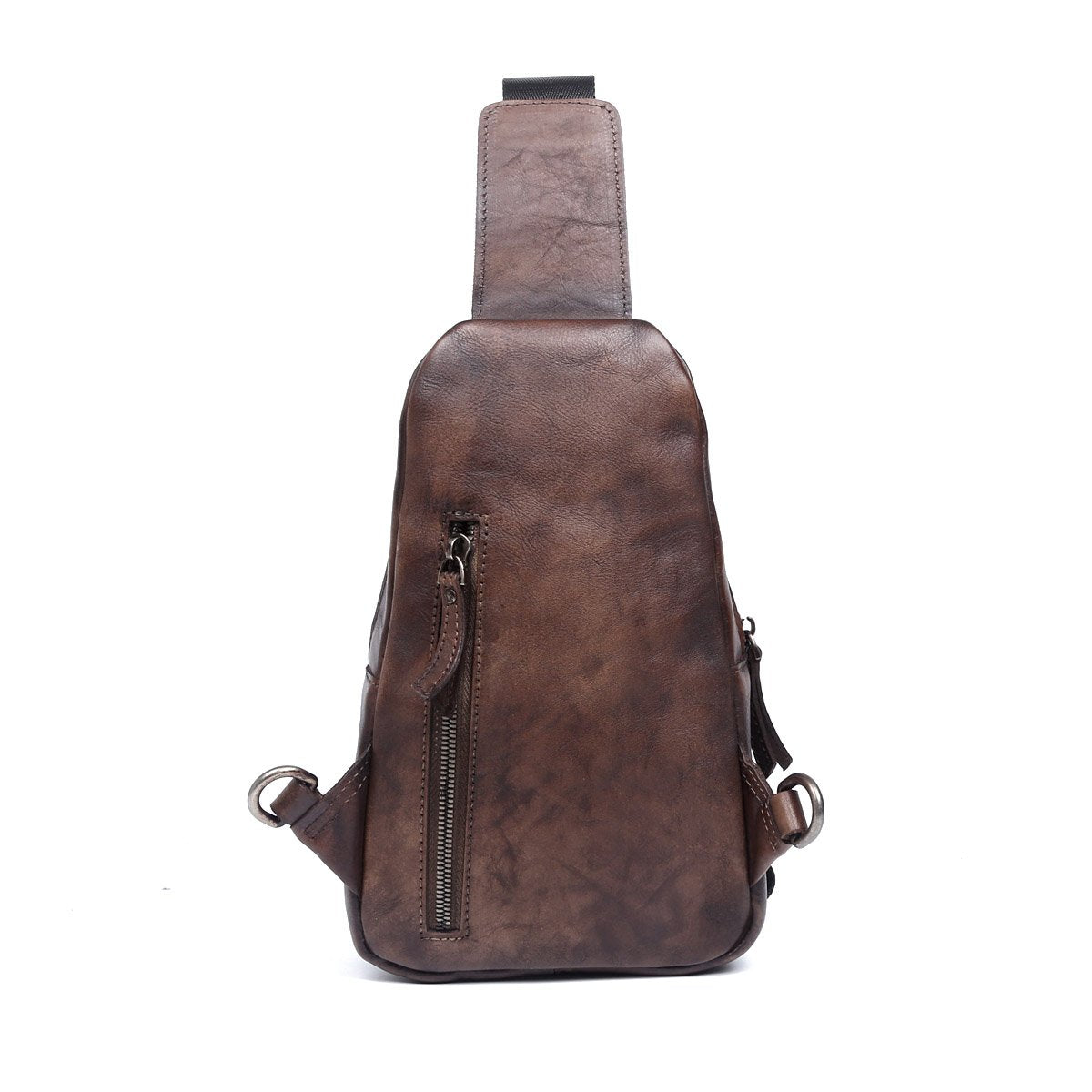 Handmade Genuine Leather Mens Cool Chest Bag Sling Bag Crossbody Bag Travel Bag Hiking Bag for men - imessengerbags