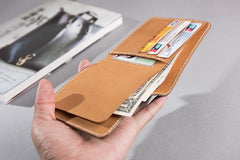 Handmade Leather Mens Cool Slim Leather Wallet Men Small Wallets Bifold for Men - imessengerbags