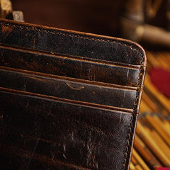 Genuine Leather Mens Cool Slim Leather Wallet Card Wallet Holders Men Front Pocket Wallet for Men - imessengerbags