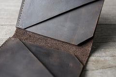 Handmade Leather Mens Cool Slim Leather Wallet Men Small Wallets Bifold for Men - imessengerbags