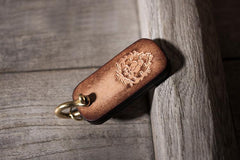 Handmade Leather Mens World of Warcraft Cool Keychain KeyCharm Keyring Pendant for Men - imessengerbags