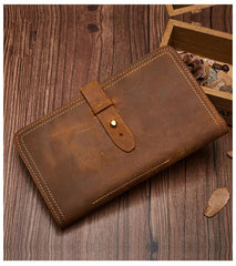 Handmade Leather Mens Travel Wallet Passport Leather Wallet Short Slim Wallets for Men