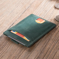 Handmade Leather Mens Cool Short Wallet Card Holder Small Card Slim Wallets for Men