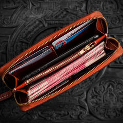 Handmade Leather Tibetan Mens Chain Biker Wallet Cool Leather Wallet Long Clutch Wallets for Men - imessengerbags