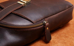Handmade Leather Mens Cool Chest Bag Sling Bag Crossbody Bag Travel Bag Hiking Bag for men - imessengerbags