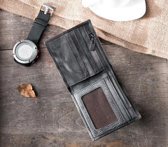 Handmade Leather Mens Cool Slim Leather Wallet Men Small Wallets Bifold for Men - imessengerbags