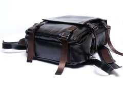 Genuine Leather Mens Cool Backpack Sling Bag Large Black Travel Bag Hiking Bag for men - imessengerbags