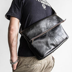 Genuine Leather Mens Cool Messenger Bag iPad Bag Chest Bag Bike Bag Cycling Bag for men - imessengerbags