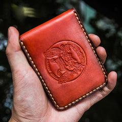 Handmade Leather License Wallet Tooled Mens billfold Wallet Cool Leather Wallet Slim Wallet for Men - imessengerbags