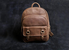 Genuine Leather Mens Cool Backpack Sling Bag Large Black Travel Bag Hiking Bag for men