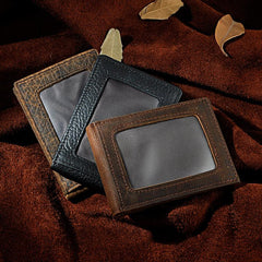 Handmade Leather Mens Cool Slim Leather Wallet Card Wallet Holders Men Small Wallets Bifold for Men - imessengerbags